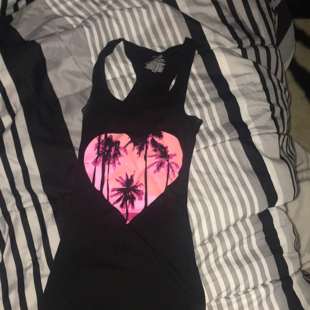 Tropical black and pink tank top